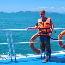 Marion with the island Koh Chang in the back which we visited in November 2017